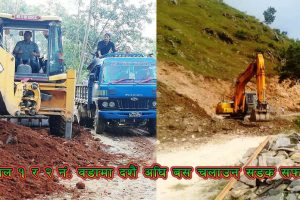 तेमाल १ र २ नं.वडामा दशैं अघि बस गुडाउन सडक सफाई थालियो